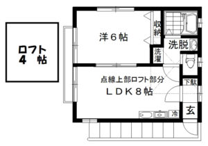 1DK＋ロフト間取図